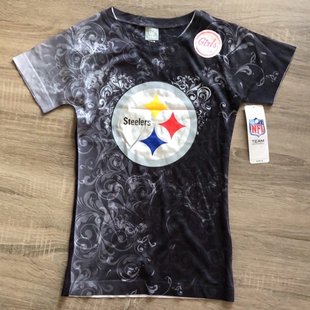 Pittsburgh Steelers Black Girl’s Tee Shirt-Size 7